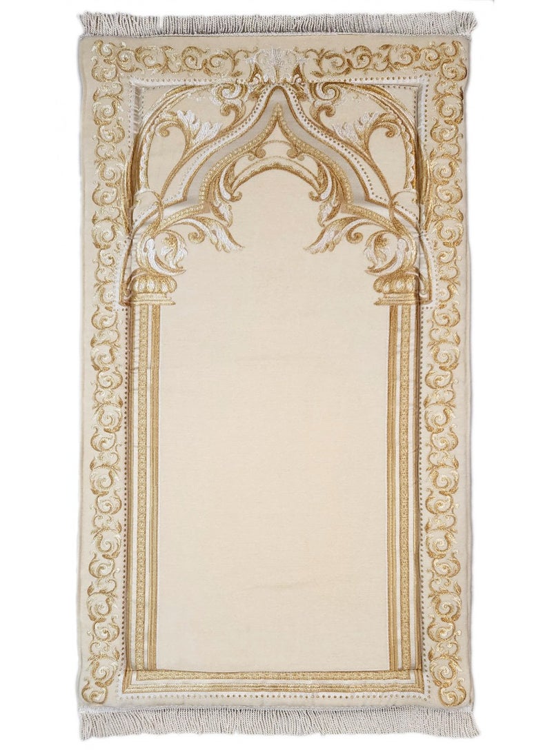 Museum Large Size Memory Foam Prayer Mat. Comfortable Prayer Rug. Elegant Essential Design Sajadah with Foam-Golden 3 - Image 1