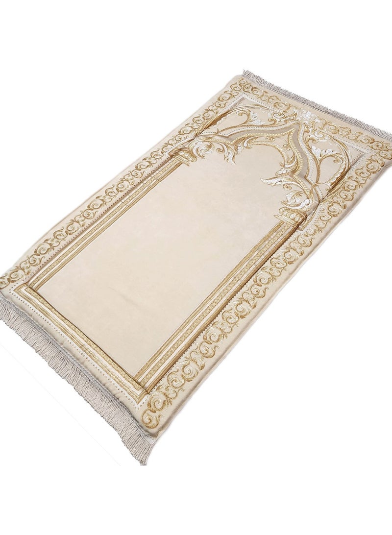 Museum Large Size Memory Foam Prayer Mat. Comfortable Prayer Rug. Elegant Essential Design Sajadah with Foam-Golden 3 - Image 2