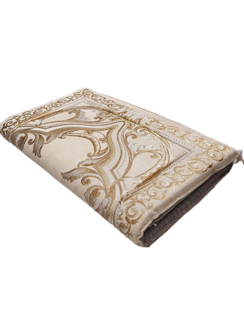 Museum Large Size Memory Foam Prayer Mat. Comfortable Prayer Rug. Elegant Essential Design Sajadah with Foam-Golden 3 - Image 3