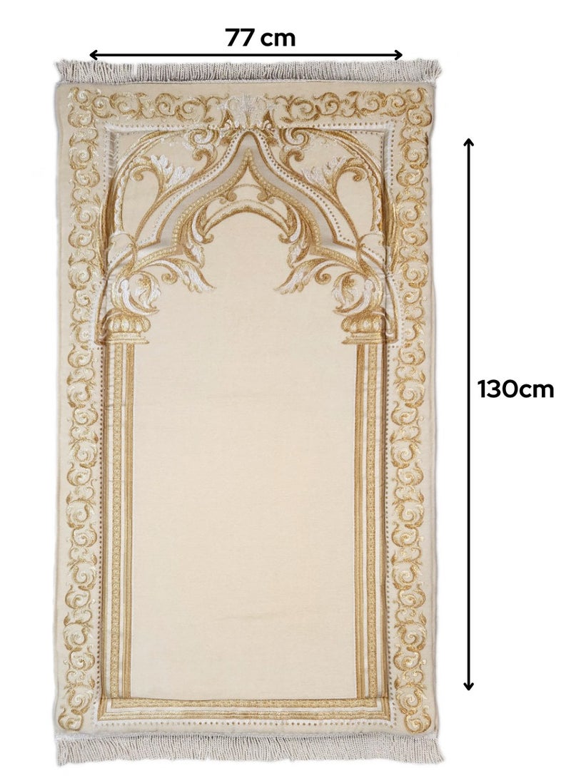 Museum Large Size Memory Foam Prayer Mat. Comfortable Prayer Rug. Elegant Essential Design Sajadah with Foam-Golden 3 - Image 4