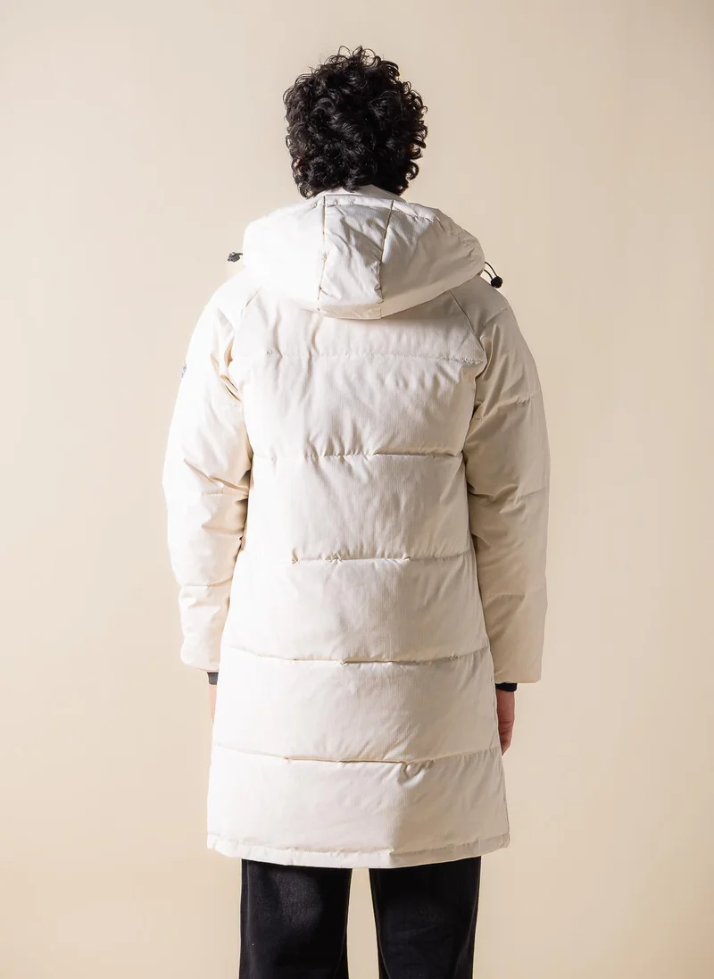 SHAPES HOODED DETAIL PUFFER JACKET