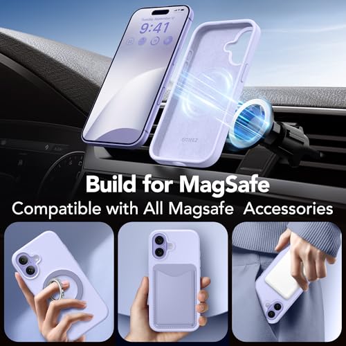 GONEZ Magnetic for iPhone 17 Case, [Compatible with MagSafe] Anti-Scratch Microfiber Lining & Screen Protector, Silicone Camera Control, Shockproof Slim Phone Cover 6.3 inch, Lilac - Image 3