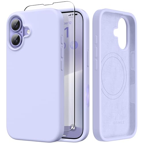 GONEZ Magnetic for iPhone 17 Case, [Compatible with MagSafe] Anti-Scratch Microfiber Lining & Screen Protector, Silicone Camera Control, Shockproof Slim Phone Cover 6.3 inch, Lilac - Image 1