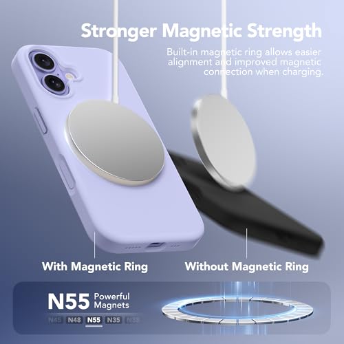 GONEZ Magnetic for iPhone 17 Case, [Compatible with MagSafe] Anti-Scratch Microfiber Lining & Screen Protector, Silicone Camera Control, Shockproof Slim Phone Cover 6.3 inch, Lilac - Image 2