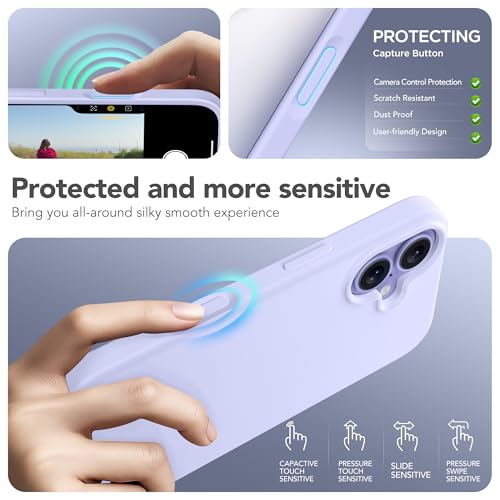GONEZ Magnetic for iPhone 17 Case, [Compatible with MagSafe] Anti-Scratch Microfiber Lining & Screen Protector, Silicone Camera Control, Shockproof Slim Phone Cover 6.3 inch, Lilac - Image 5