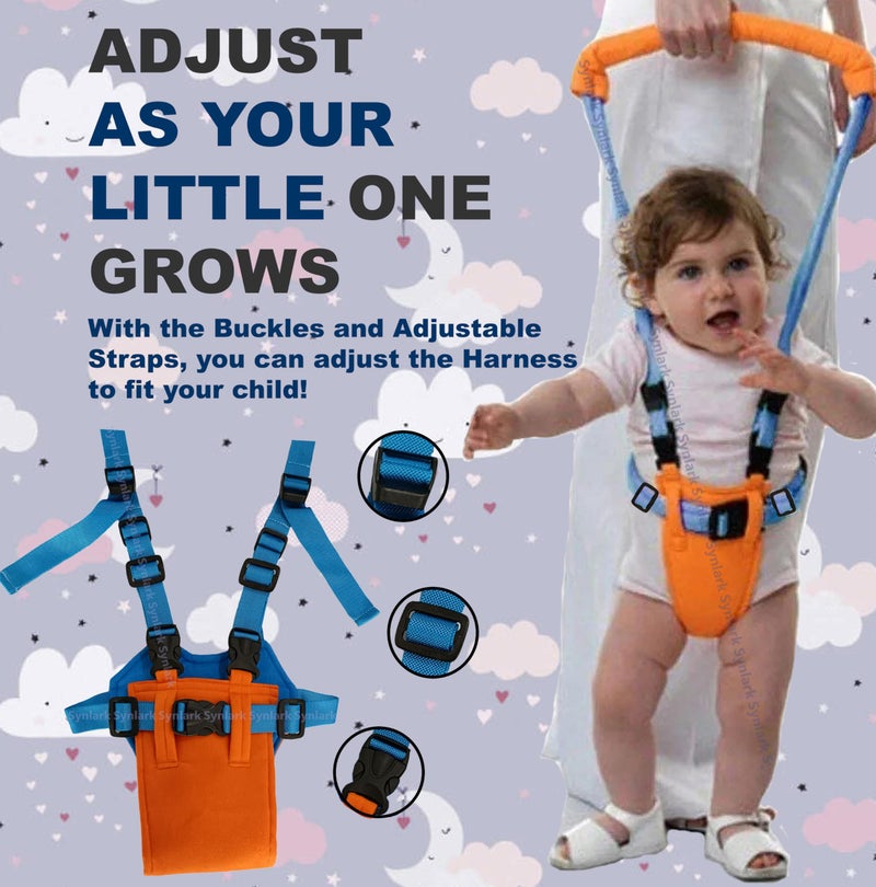 Synlark® Baby Walking Harness - Handheld Kids Walker Helper - Toddler Infant Walker Harness Assistant Belt - Child Learning Walk Support Assist Trainer Tool - for 7-24 Month Old (Orange) - Image 3