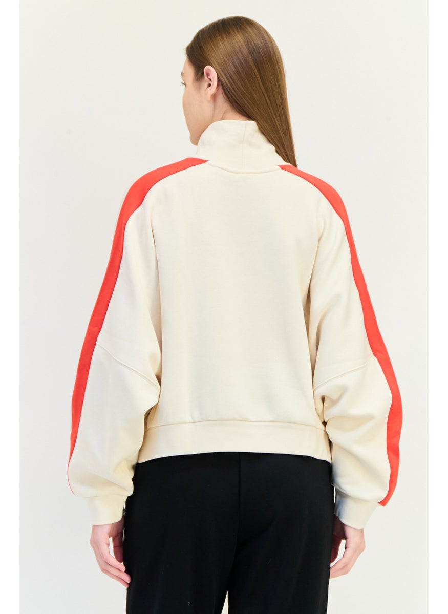 adidas Originals Women Sportswear Fit Long Sleeve Outdoor Sweatshirt, Ivory  - Image 3