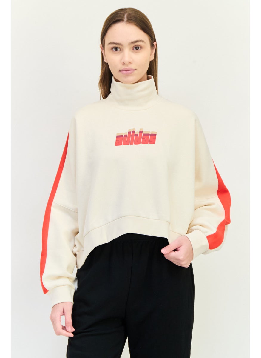 adidas Originals Women Sportswear Fit Long Sleeve Outdoor Sweatshirt, Ivory  - Image 1