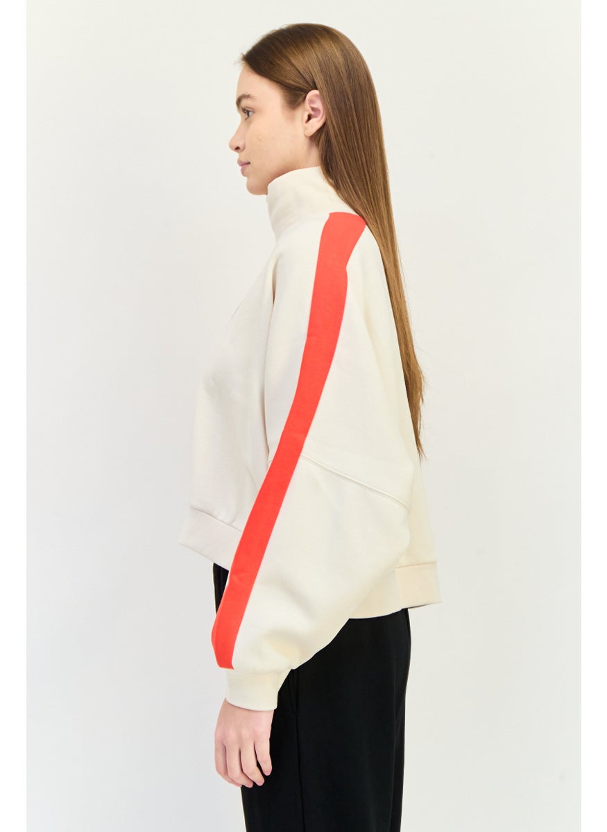adidas Originals Women Sportswear Fit Long Sleeve Outdoor Sweatshirt, Ivory  - Image 2