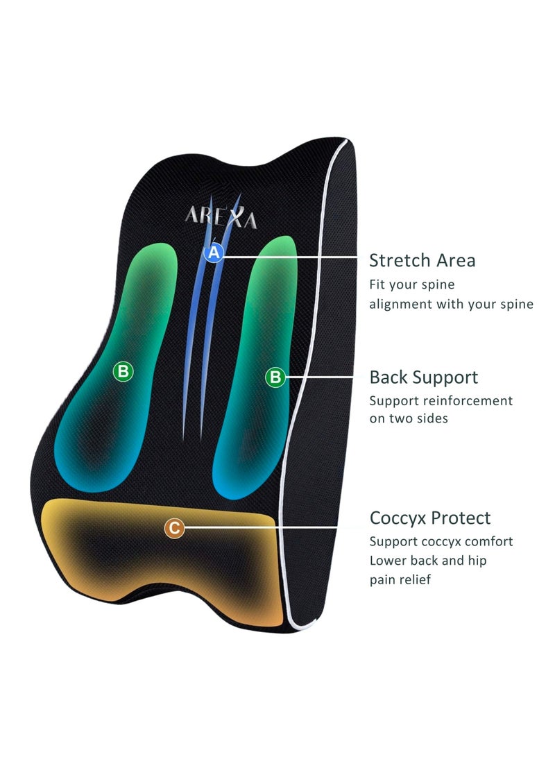 أريكسا وسادة دعم قطنية مريحة من AREXA، دعامة ظهر من إسفنج الذاكرة لمقعد السيارة وكرسي المكتب وكرسي الألعاب، ومسند ظهر مع غطاء لطيف على البشرة وحزامين قابلين للتعديل - Image 5