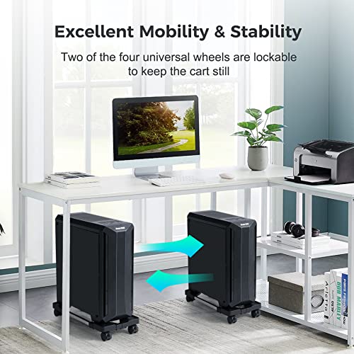 Hmseng Computer Tower Stand,Hmseng Adjustable Mobile CPU Stand with 4 Rolling Caster Wheels, PC Tower Stand Fits Most PC Under Desk-Black - Image 3