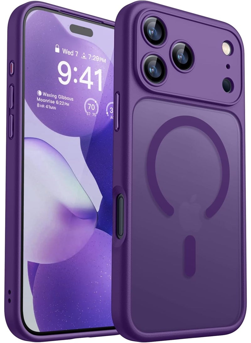 ثسؤشسث غطاء مغناطيسي لهاتف iPhone 17 Pro مقاس 6.3 بوصة، متوافق مع MagSafe، حماية كاملة للكاميرا، حافظة واقية شفافة غير لامعة ورفيعة ومقاومة للصدمات، لون أرجواني - Image 1