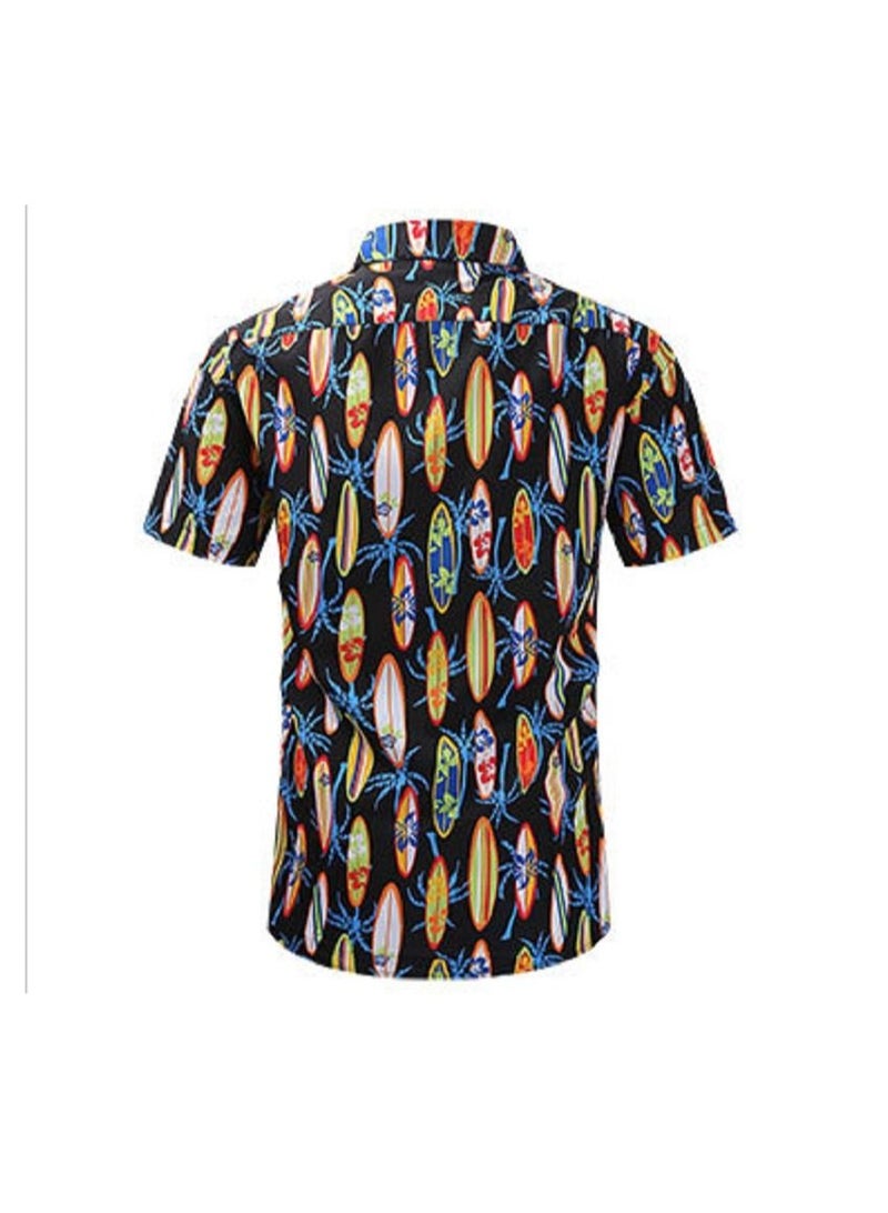 NIBEMINENT Summer Retro Printed Men's Short Sleeved Shirt - Image 2
