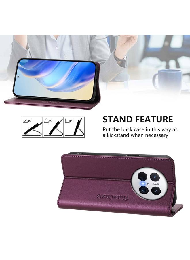 S-TOP Case For Huawei Mate 70 Pro RC01 Dual-Folded Magnetic Suction RFID Leather Phone Case - Image 4