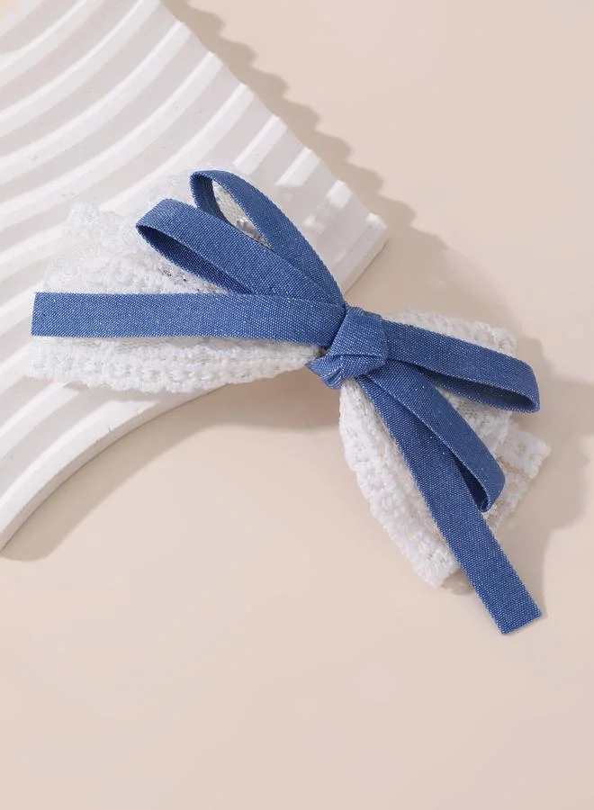 Take Two Blue Lace Bow Hair Clip