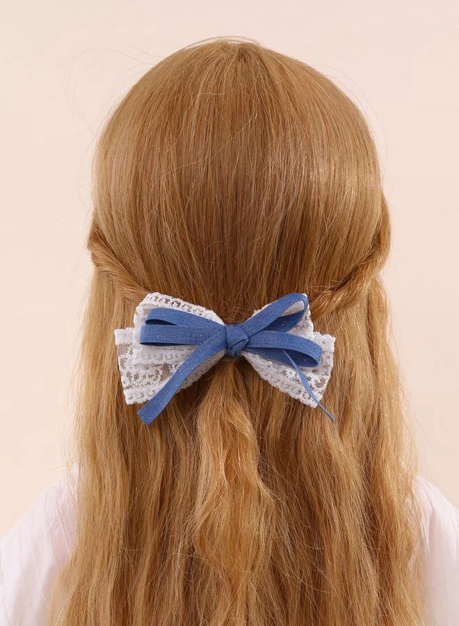Take Two Blue Lace Bow Hair Clip