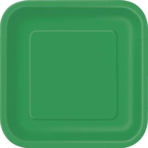 Unique Party Emerald Green Solid Square Paper Dinner Plates - 9" (14 Ct) - Elegant & Durable Plates for Parties, Weddings & Events - Image 3