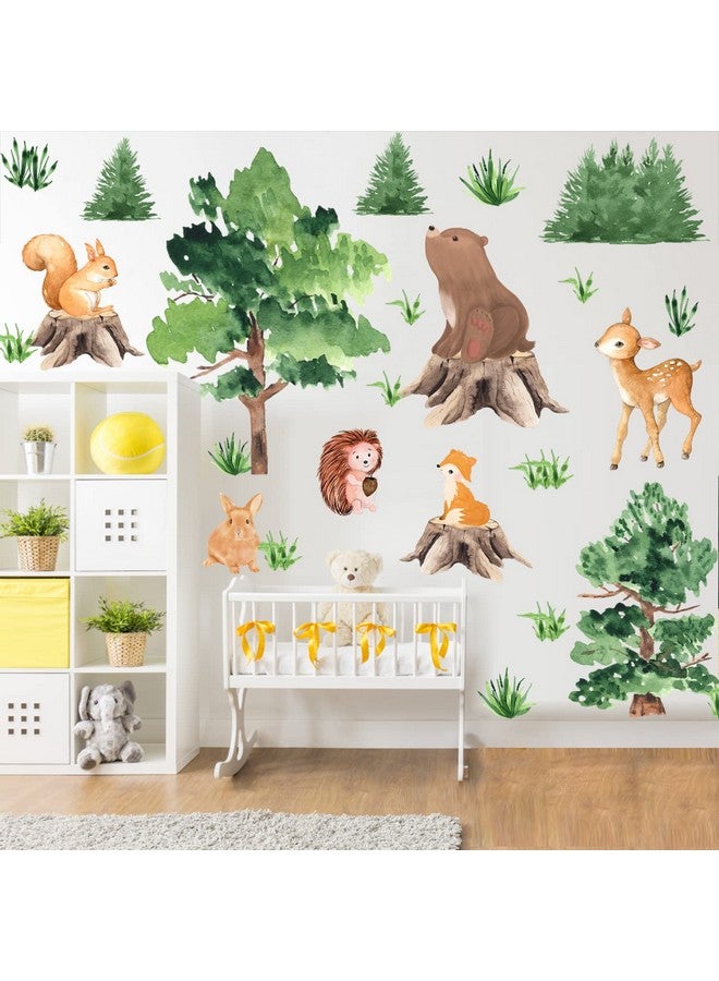 KOKOLAP Watercolor Tree Animal Wall Stickers,Forest Animal Wall Decal Baby Room Decor,Nursery Wall Decor Woodland Animal Wall Sticker,Fox Jungle Animals Wall Decal for Kids Room Bedroom Playroom Decor - Image 3