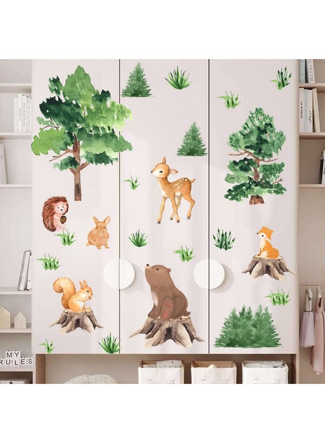 KOKOLAP Watercolor Tree Animal Wall Stickers,Forest Animal Wall Decal Baby Room Decor,Nursery Wall Decor Woodland Animal Wall Sticker,Fox Jungle Animals Wall Decal for Kids Room Bedroom Playroom Decor - Image 4