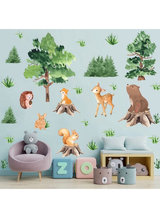 KOKOLAP Watercolor Tree Animal Wall Stickers,Forest Animal Wall Decal Baby Room Decor,Nursery Wall Decor Woodland Animal Wall Sticker,Fox Jungle Animals Wall Decal for Kids Room Bedroom Playroom Decor - Image 5