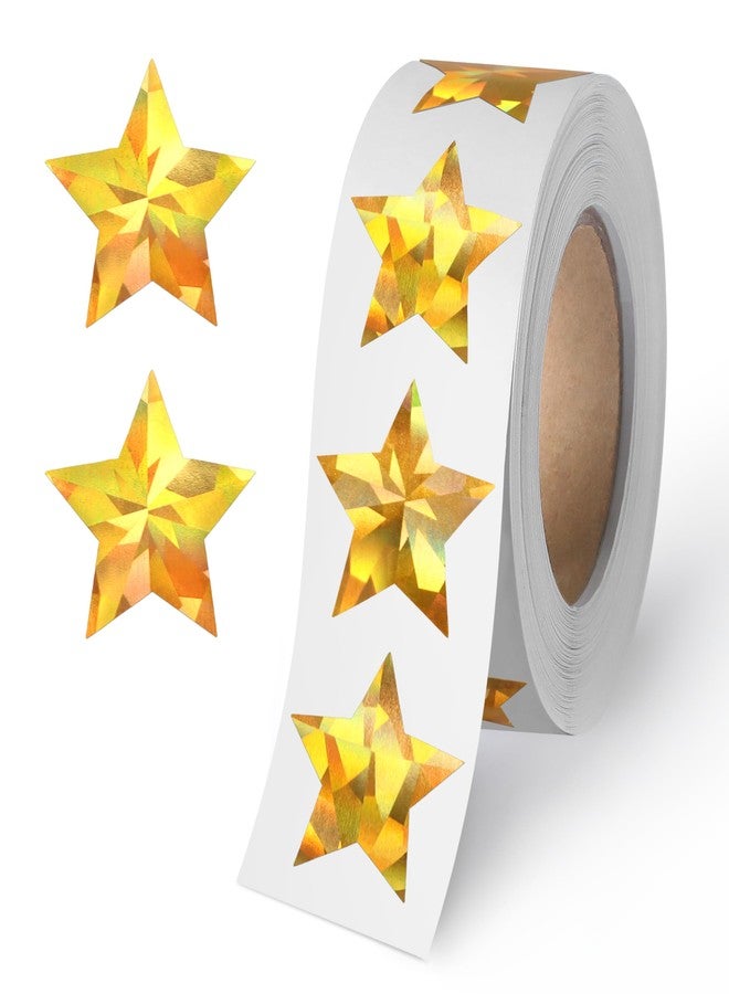 Aixoom 500 Pcs Holographic Gold Star Stickers for Kids Reward, 1 inch Self Adhesive Metallic Glitter Foil Star Stickers Sparkly Reward Behavior Chart Labels for School Students Teachers Supplies - Image 1