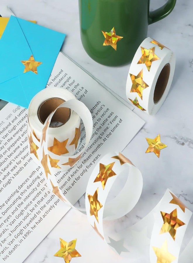 Aixoom 500 Pcs Holographic Gold Star Stickers for Kids Reward, 1 inch Self Adhesive Metallic Glitter Foil Star Stickers Sparkly Reward Behavior Chart Labels for School Students Teachers Supplies - Image 3