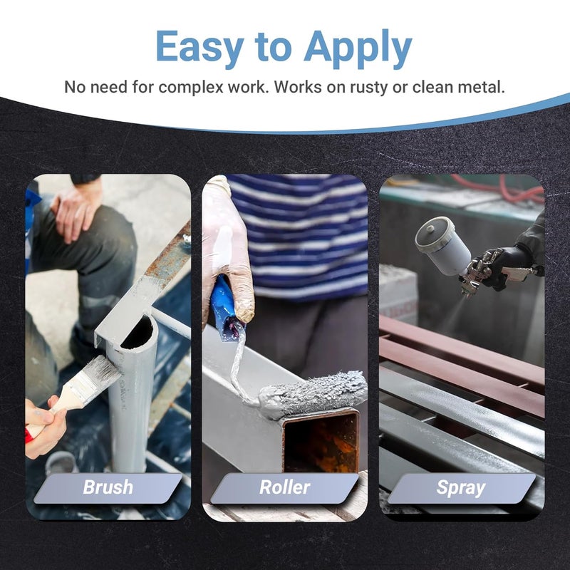 RUST BULLET Industrial - Metallic Gray - 1/4 Pint - Rust Preventative Coating for Industrial, Marine, Home and Farm Projects, Chip and UV Resistant, Durable Finish - Image 5