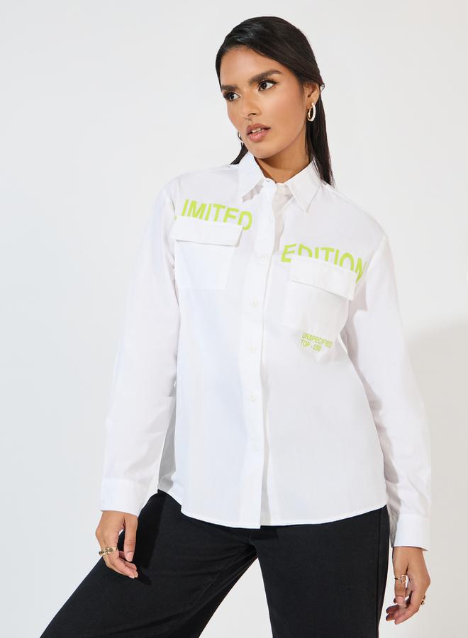 Styli Relaxed Fit Printed Shirt with Flap Pocket  - Image 1