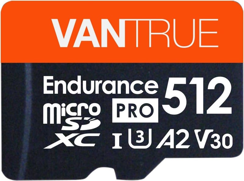 Vantrue 512GB microSDXC UHS-I U3 4K UHD Video High Speed Transfer Monitoring SD Card with Adapter for Dash Cams, Body Cams, Action Camera, Surveillance & Security Cams - Image 1
