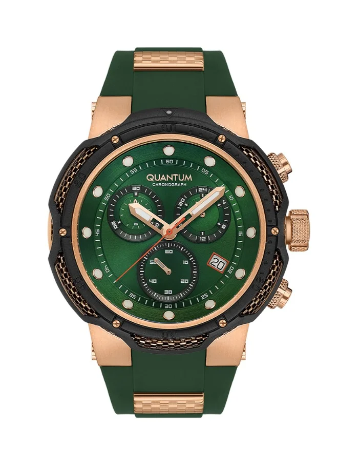 كوانتوم QUANTUM HNG1051.875 Men Chronograph Display Watch & Silicone Strap Green