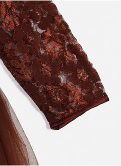 BELLA MODA Lace Detail Mesh Insert Dress by Styli  - Image 4