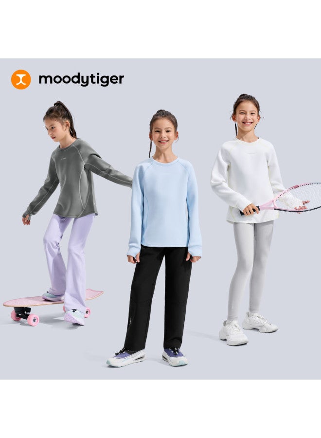 Moodytiger Girls' Sweatshirt Soft Skin-friendly Winter New Children's Top Crew Neck Comfortable Structured Air Layer Sportswear - Image 2