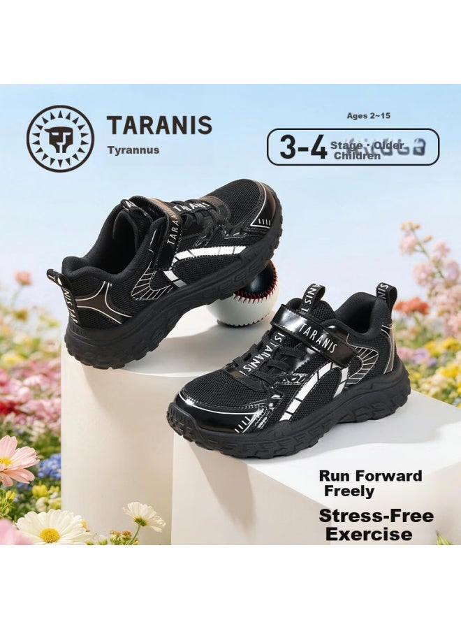 Taranis Kids Spring Children's Sports Shoes Boys Lightweight Running Shoes Girls Comfortable Versatile Dad Sneakers Black Size 26