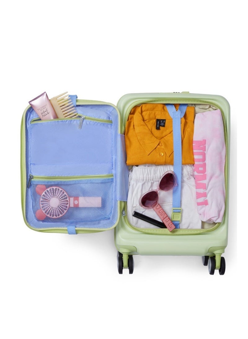 American Tourister Trento + Suitcase, Cabin Size 54 cm / 20 inch, 4 Spinner Wheels, Hard Top, Polycarbonate, Matcha|Lightweight|DuoSaf™ Security Zipper|2 In 1 Optimov™ Shock Absorbing Wheels|Book Opening|Expandable|TSA Lock - 3 Years International Warranty - Image 5