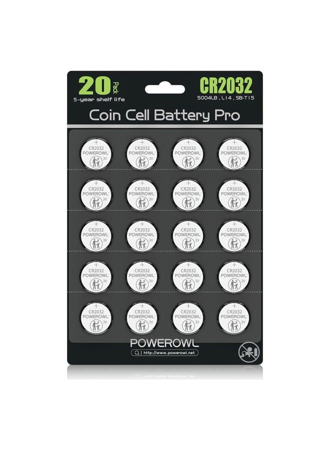 POWEROWL High Capacity CR2032 Battery (20-Pack) 3v Lithium Batteries, Leak-Free, Long Lasting Cr 2032 - Image 1