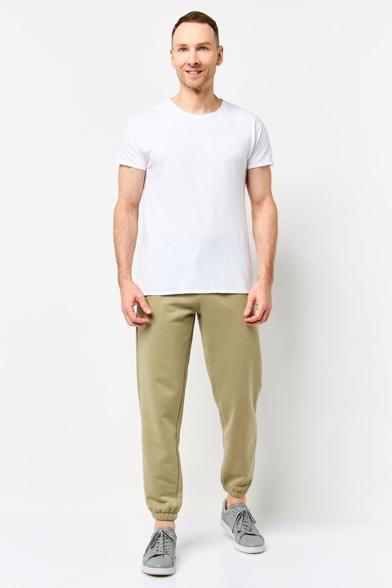 Algspar Men Regular Fit Embroidered Logo Jogger Pants, Olive - Image 2