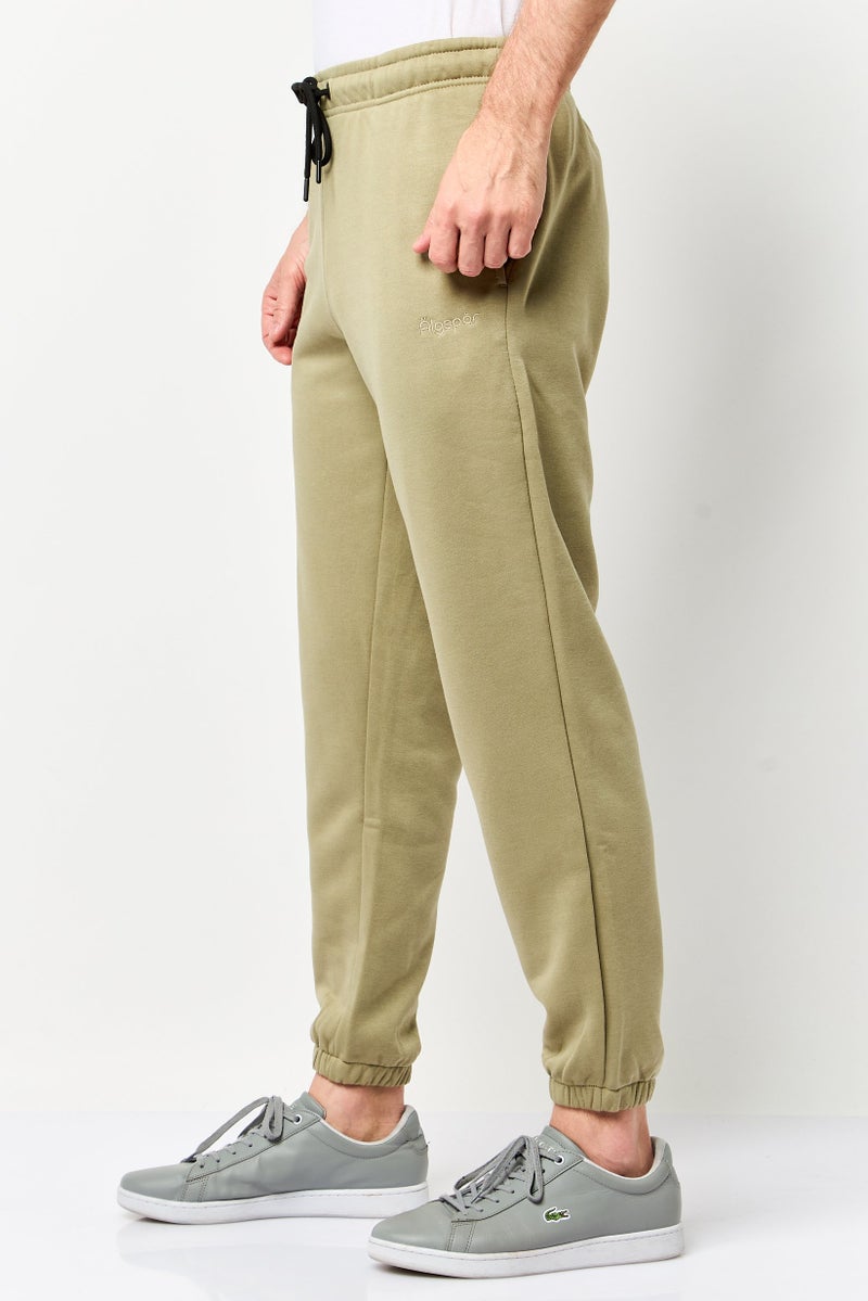 Algspar Men Regular Fit Embroidered Logo Jogger Pants, Olive - Image 3