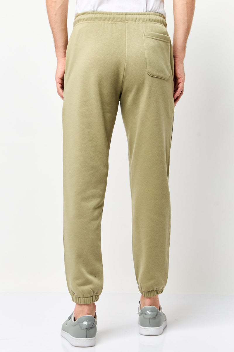Algspar Men Regular Fit Embroidered Logo Jogger Pants, Olive - Image 4