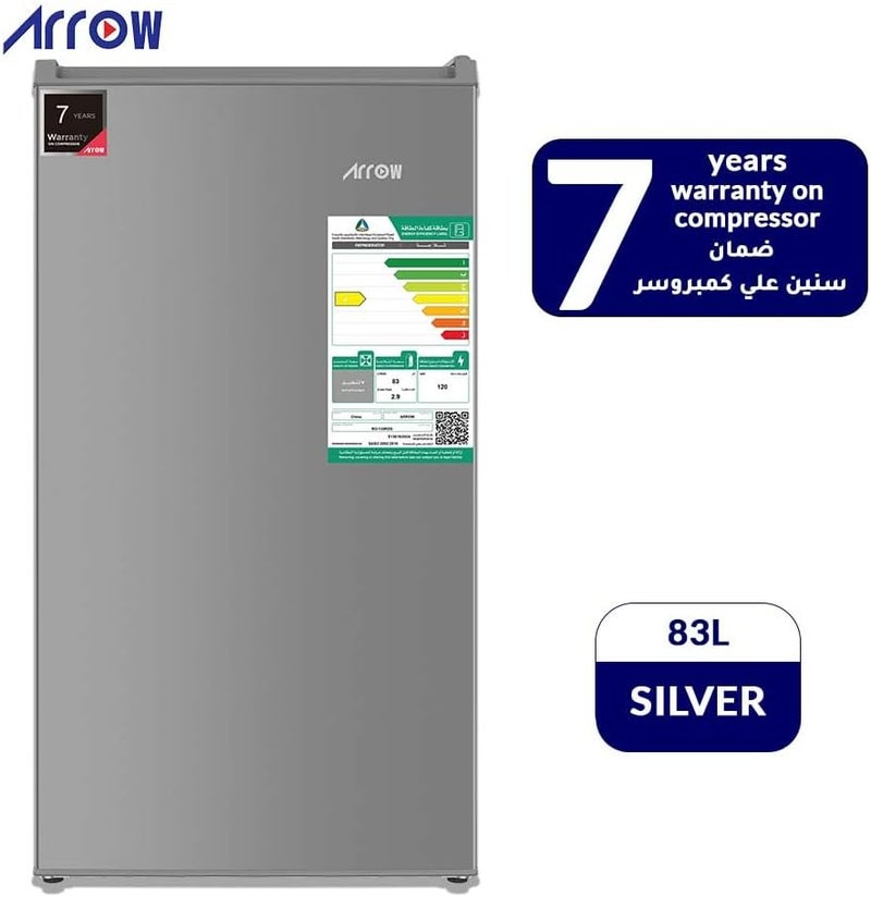 SINGLE DOOR DEFROST REFRIGERATOR, 83L, 2.9 Cubic Feet, Door material -Metal, SILVER, RO-130RDS - Image 4