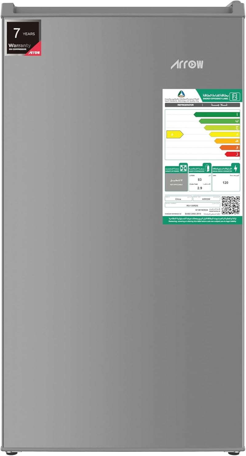 SINGLE DOOR DEFROST REFRIGERATOR, 83L, 2.9 Cubic Feet, Door material -Metal, SILVER, RO-130RDS - Image 1