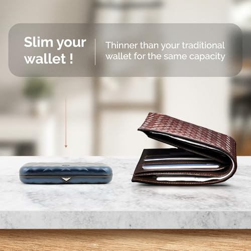 ÖGON -DESIGNS- Card holder for women, Rigid aluminum with quilted effect, RFID protection against fraud and demagnetization, Compact wallet, Lady Case HELSINKI model - Image 5