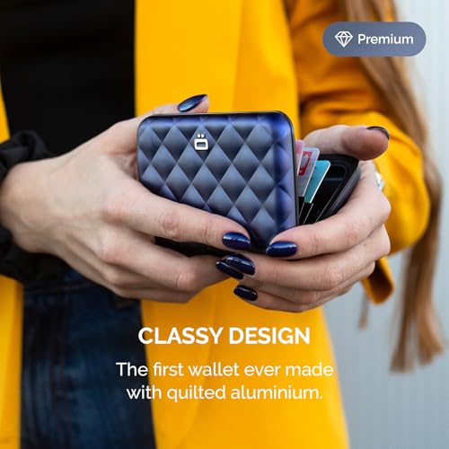 ÖGON -DESIGNS- Card holder for women, Rigid aluminum with quilted effect, RFID protection against fraud and demagnetization, Compact wallet, Lady Case HELSINKI model - Image 3