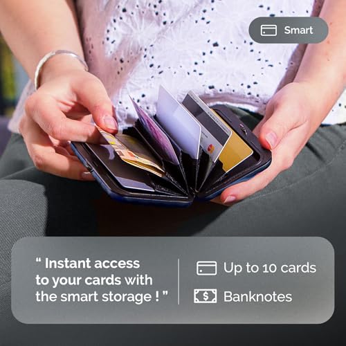 ÖGON -DESIGNS- Card holder for women, Rigid aluminum with quilted effect, RFID protection against fraud and demagnetization, Compact wallet, Lady Case HELSINKI model - Image 4