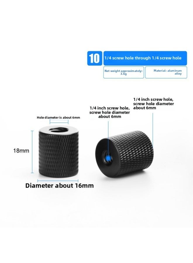 Generic Conversion Screw Through Hole Diameter Reduction Quarter 3/8 Metal Nut 5/8 Male And Female Interchange Tripod Photography Accessories-Body Color:No. 10: 1/4 Female To 1/4 Female  - Image 1