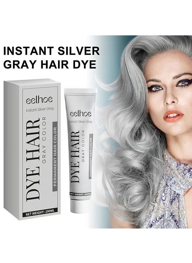 EELHOE Dye Hair Grey Colorï¼ŒKOAHDE Silver Gray Natural Hair Dye Cream,Hair Dye Light Gray Silver Color Cream,Gray Silver Color Cream,Grey Permanent Hair Dye,Silver Gray Natural Hair Color Cream,Silver Hair Dye,100ML - Image 1