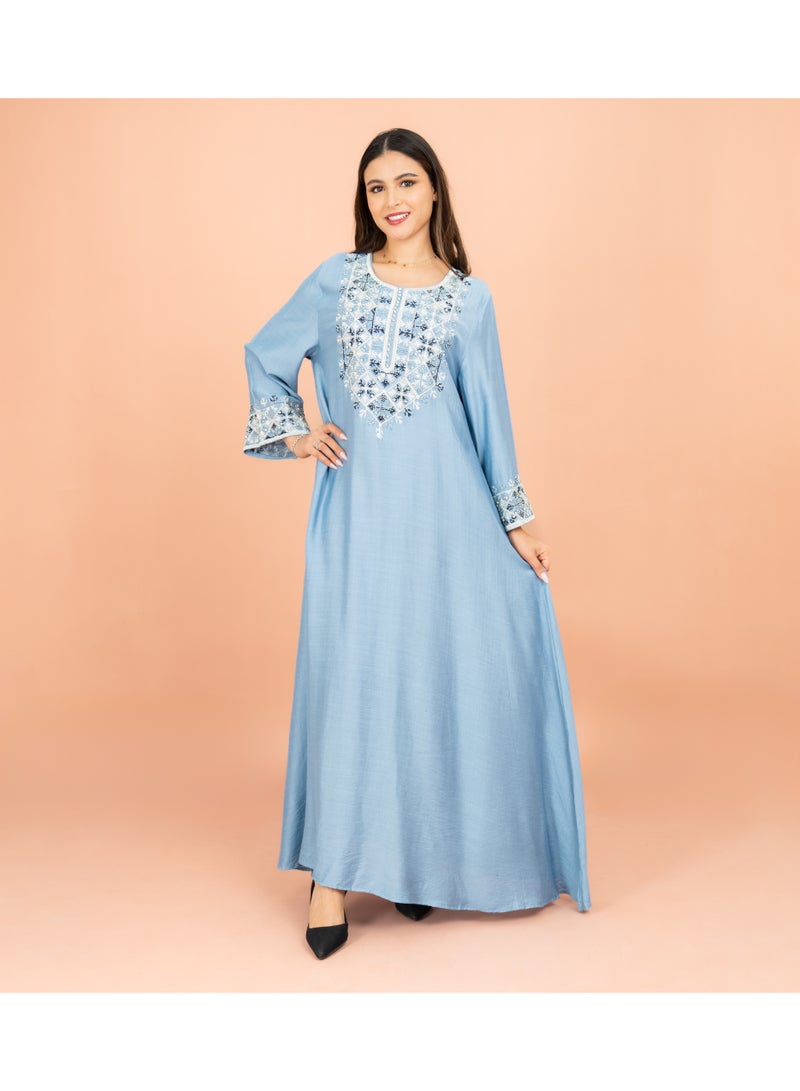 IKKXA Straight Cut Classic Embroidery Patterns Jalabiya - Image 1