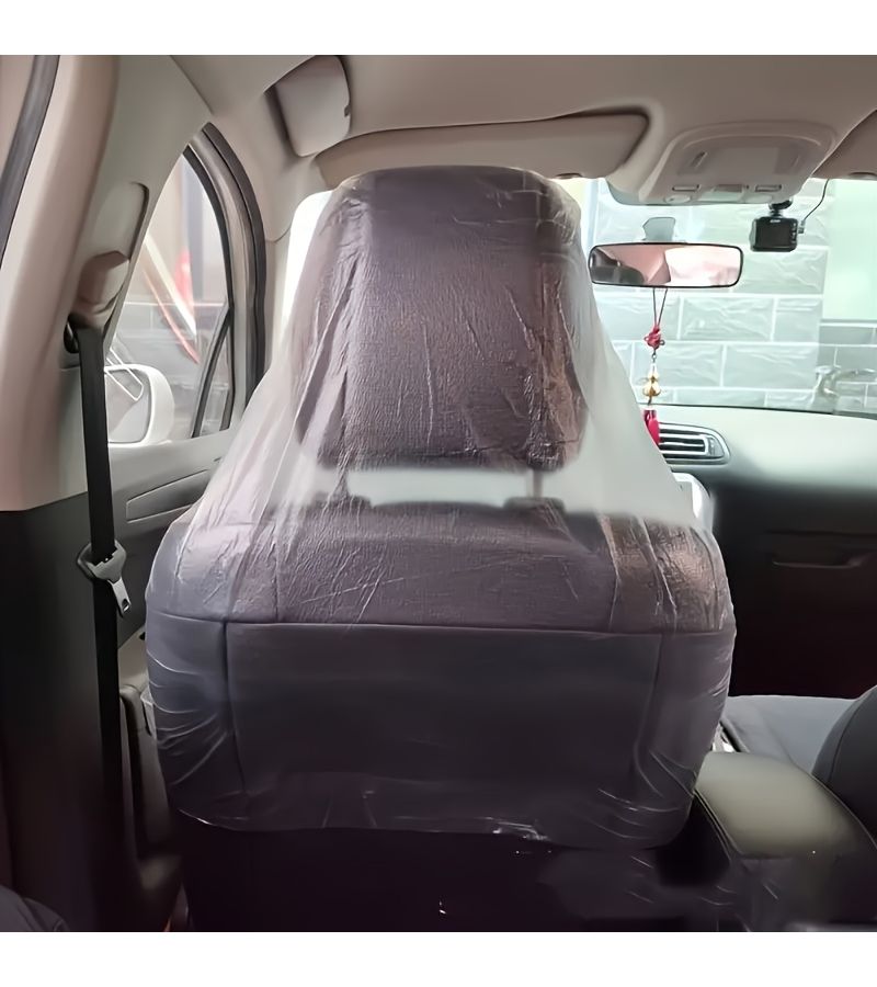 10 Transparent Disposable Plastic Car Seat Covers For Single Front Seat - Image 4