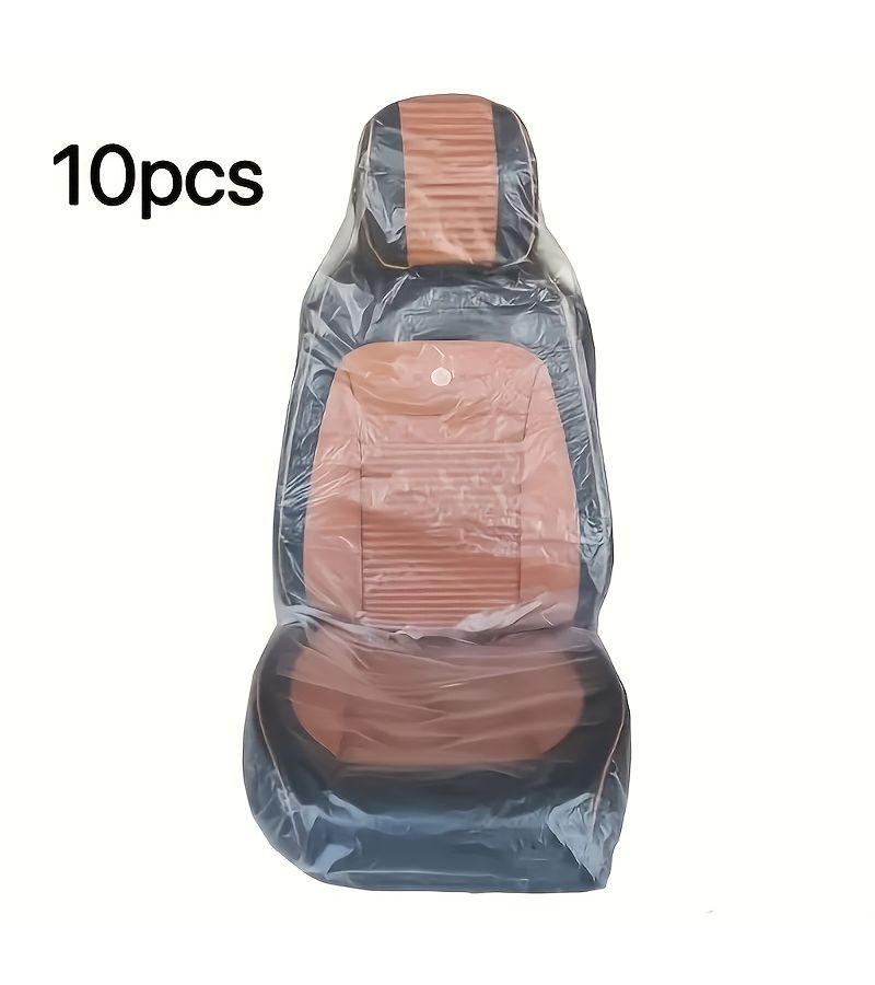 10 Transparent Disposable Plastic Car Seat Covers For Single Front Seat - Image 1