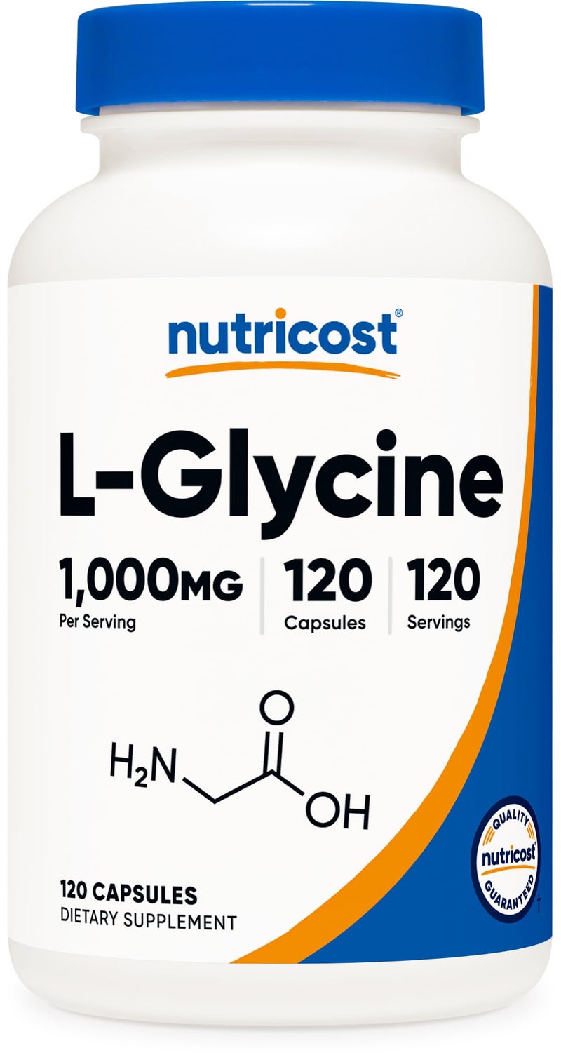 Nutricost L-Glycine 1000mg, 120 Capsules, Vegetarian, Non-GMO and Gluten Free - Image 1