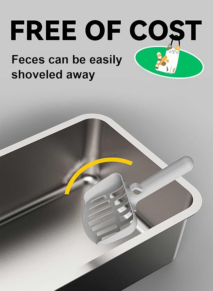Sharpdo Large Stainless Steel Cat Litter Box Metal Litter Pan with Cat Litter Scoop Cats Toilet - Image 5